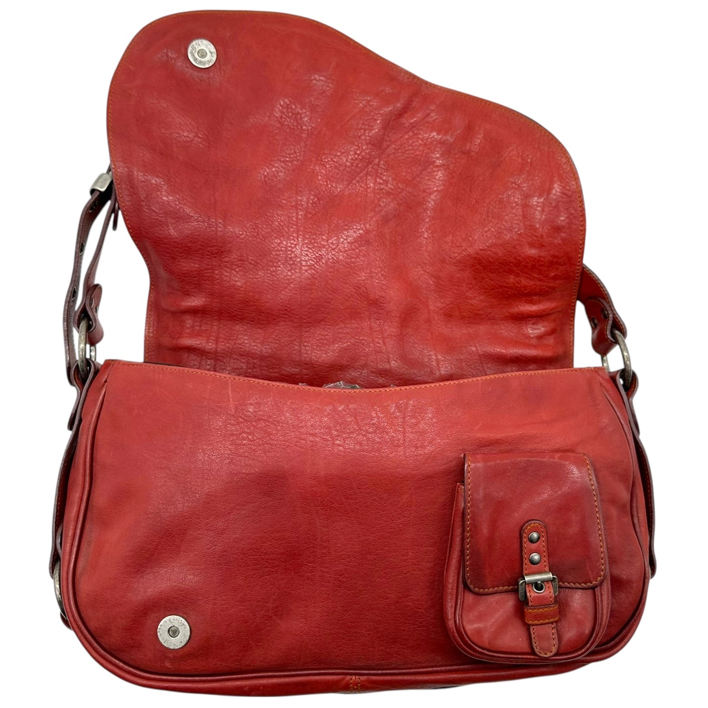 Christian Dior Burgundy Leather Gaucho Saddle Shoulder Bag