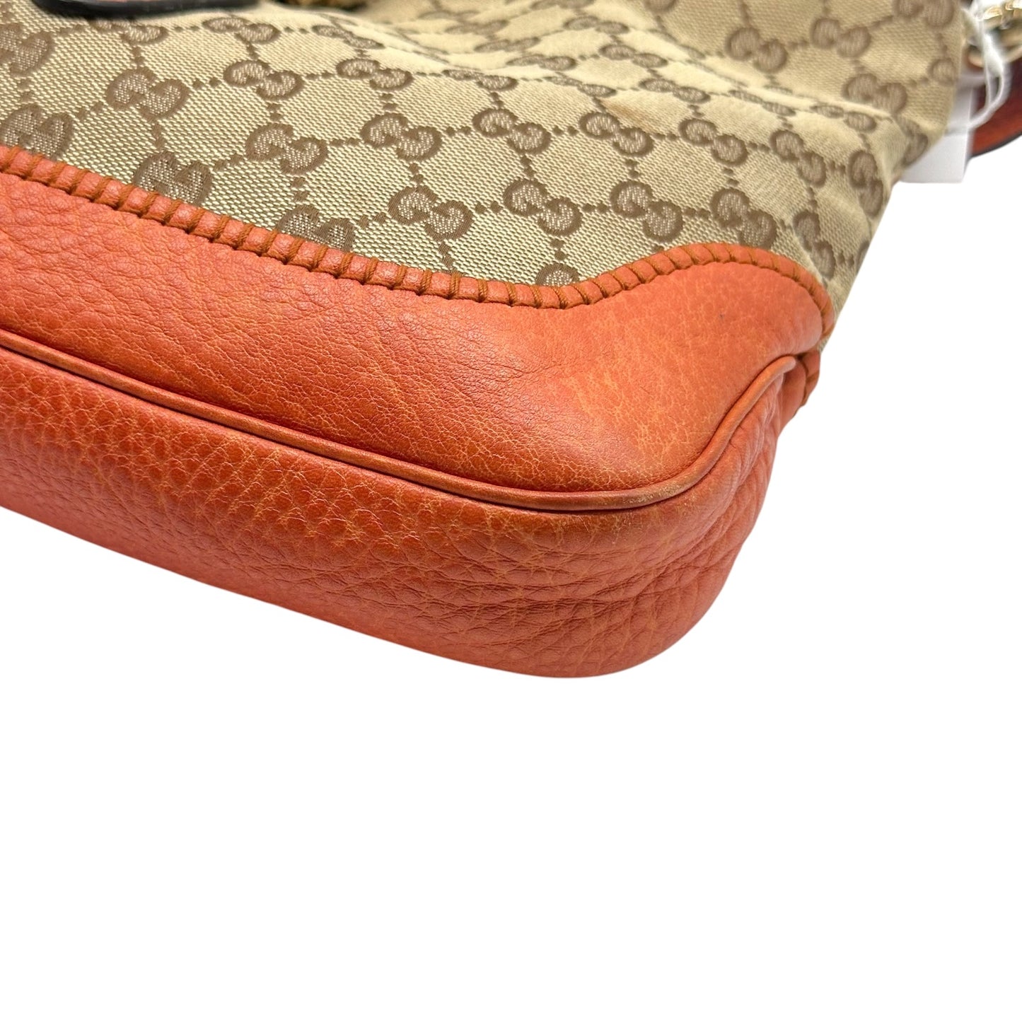 Gucci Burnt Orange & Tan Monogram New Jackie 2-Way Fringe Trim Shoulder Bag