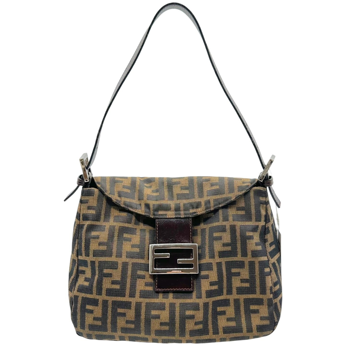 Fendi Monogram Square Fold-Over Baguette Bag
