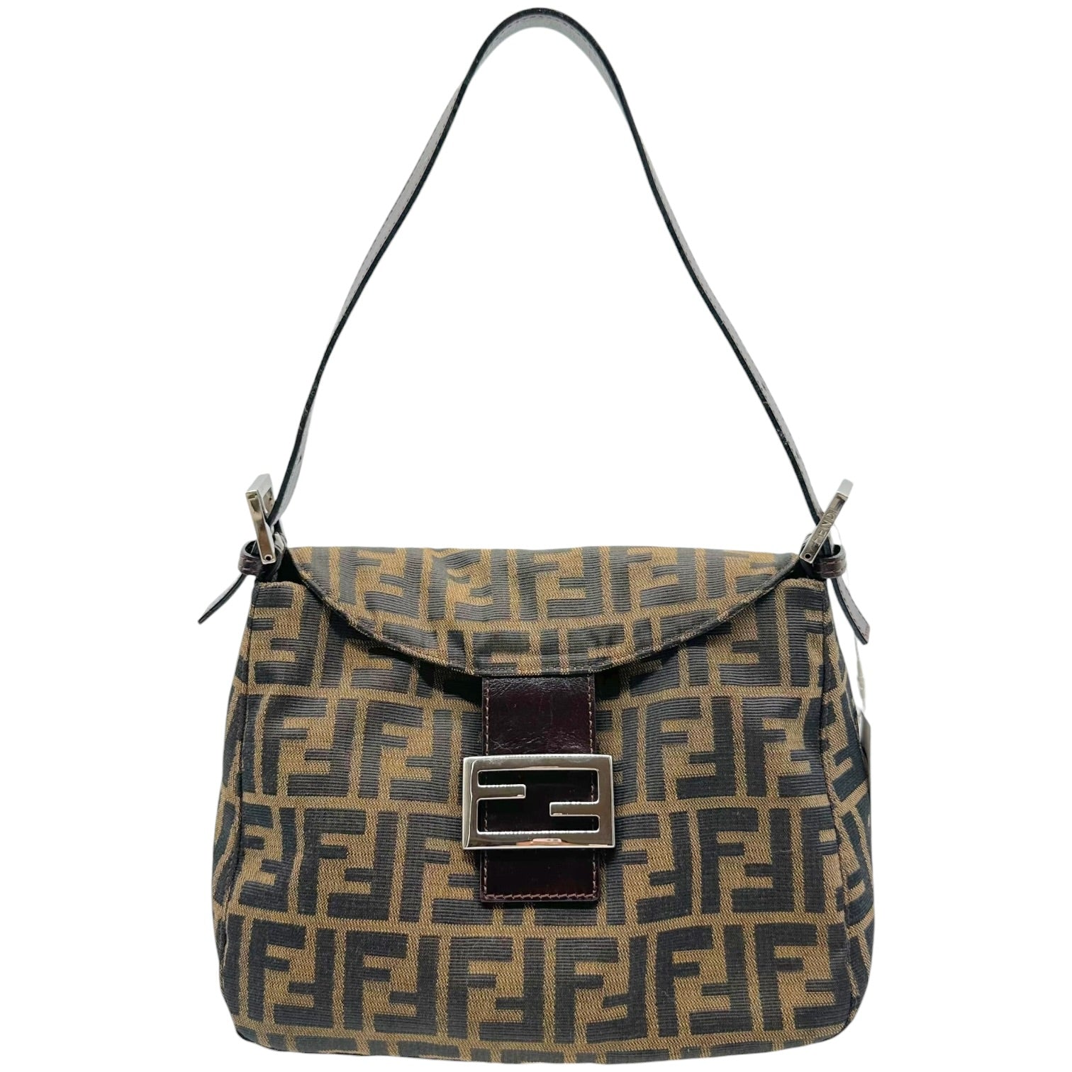 Fendi Monogram Square Fold-Over Baguette Bag