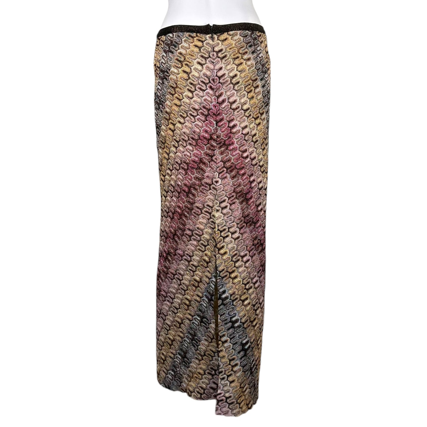 Missoni Purple Multicolor Metallic Chevron Knit Maxi Sirt