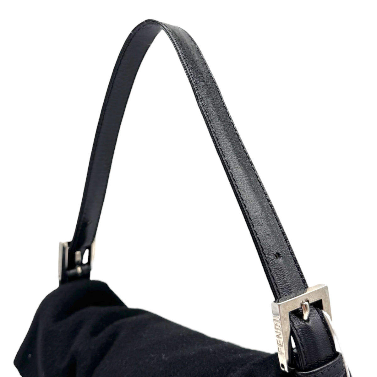 Fendi Black Cashmere Knit Baguette Bag
