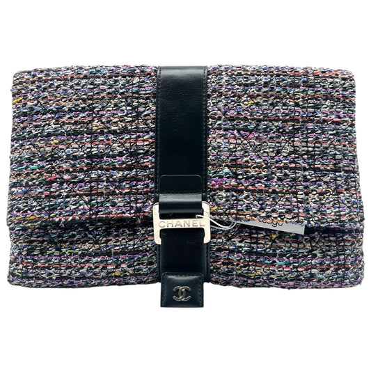 Chanel Multicolor Tweed Quilted Envelope Clutch Bag