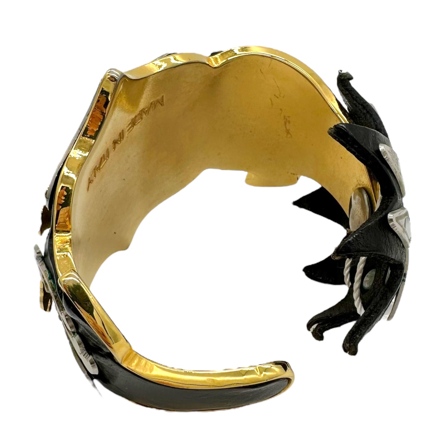 Dsquared2 Leather Trim Logo Cuff Bracelet - Outfit Repeater