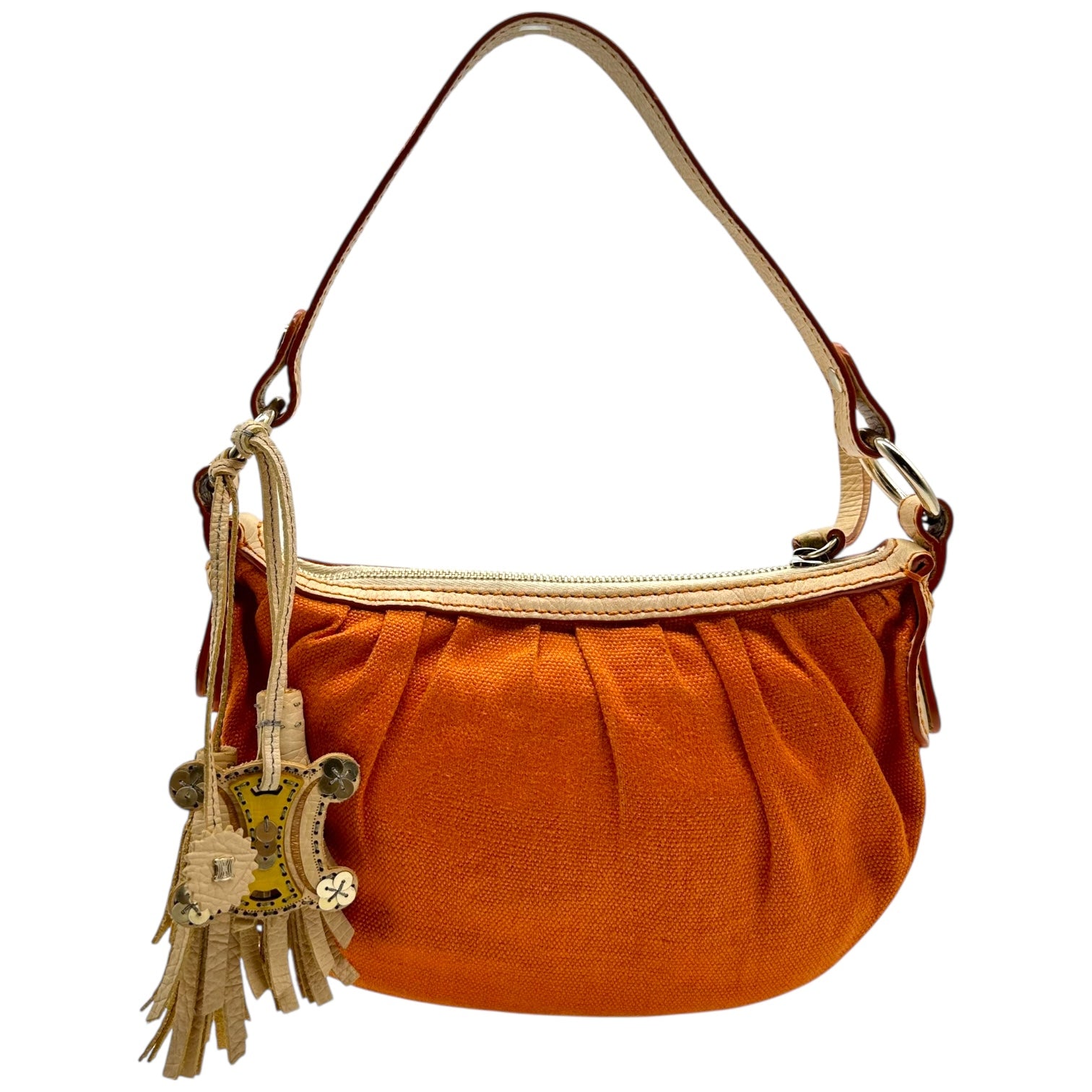 Celine Orange Mini Bag w/ Logo Charm - Outfit Repeater