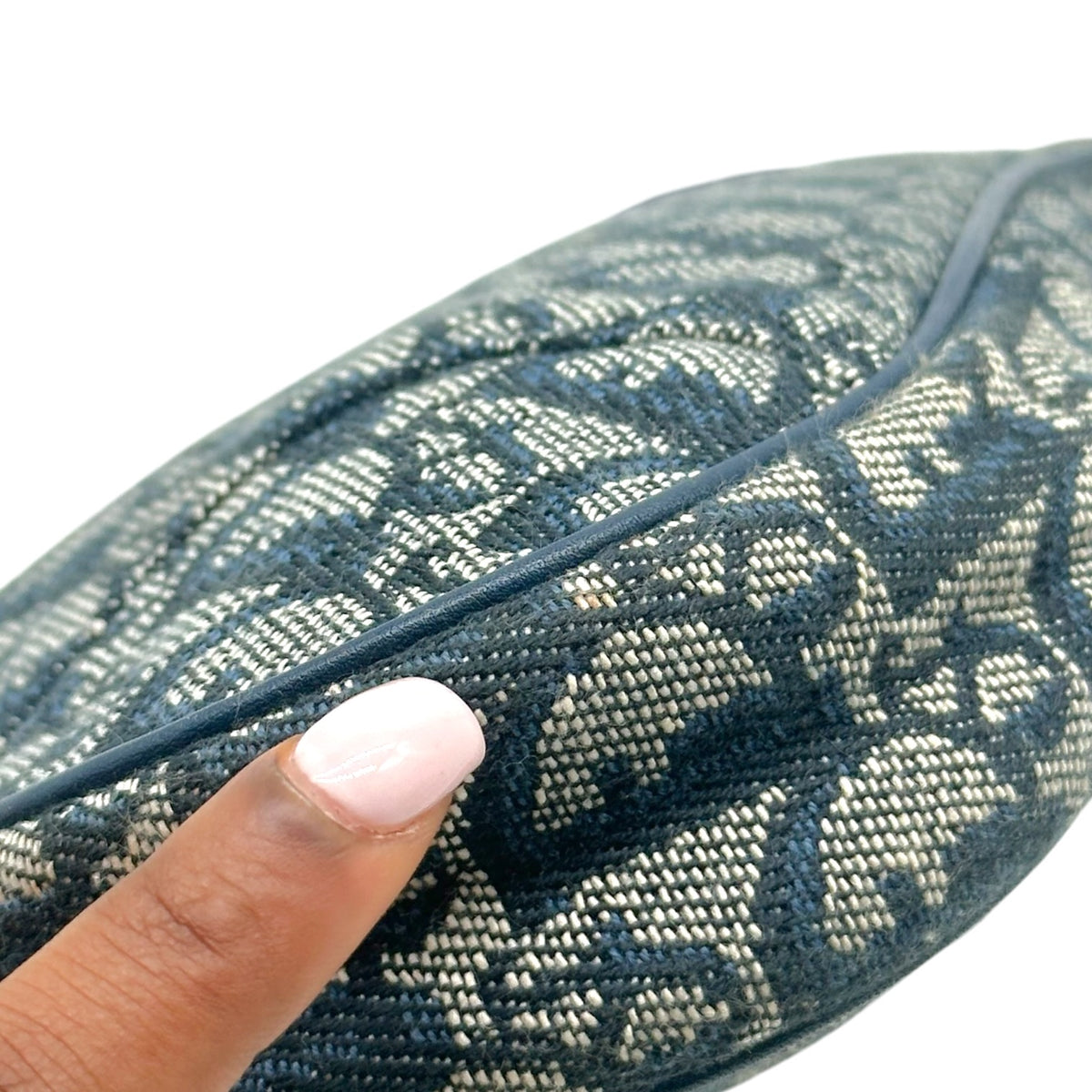 Christian Dior Mini Saddle Pochette Bag Navy Blue Trotter
