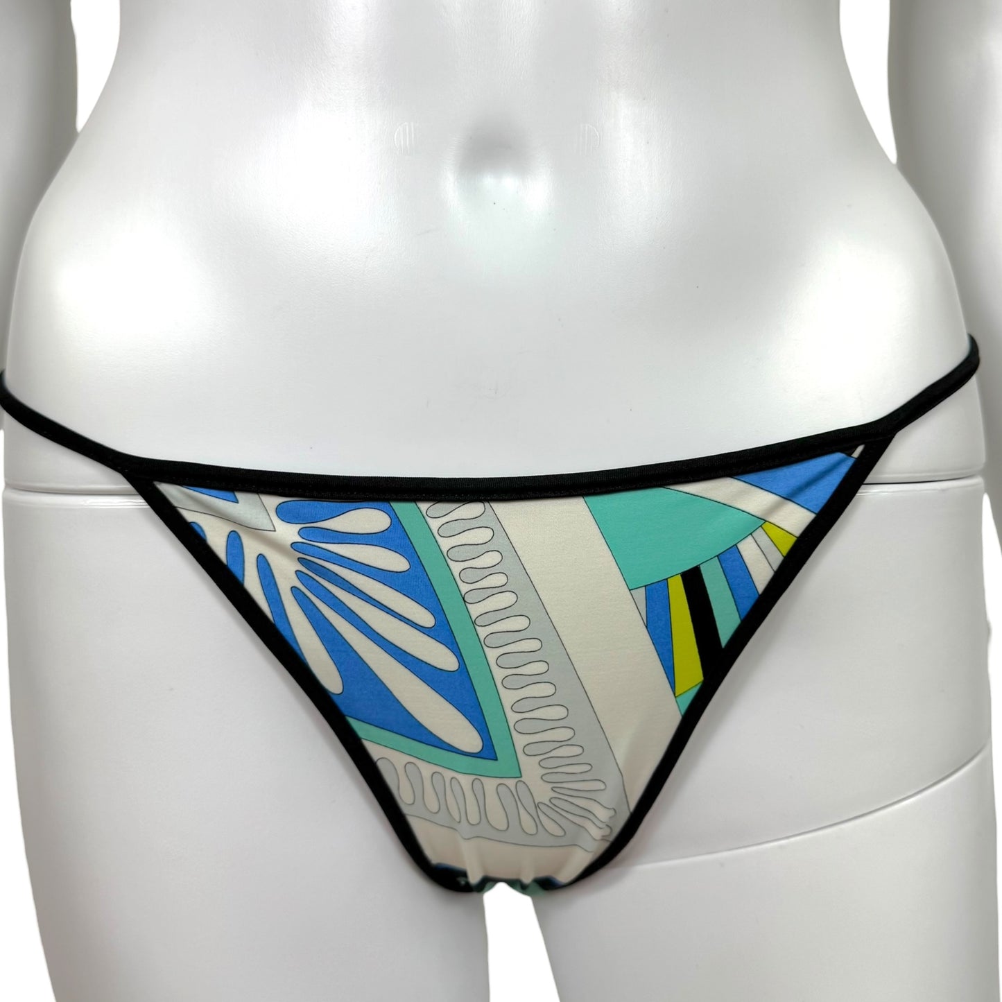 Emilio Pucci Blue & Green Printed Bikini & Micro Short Set