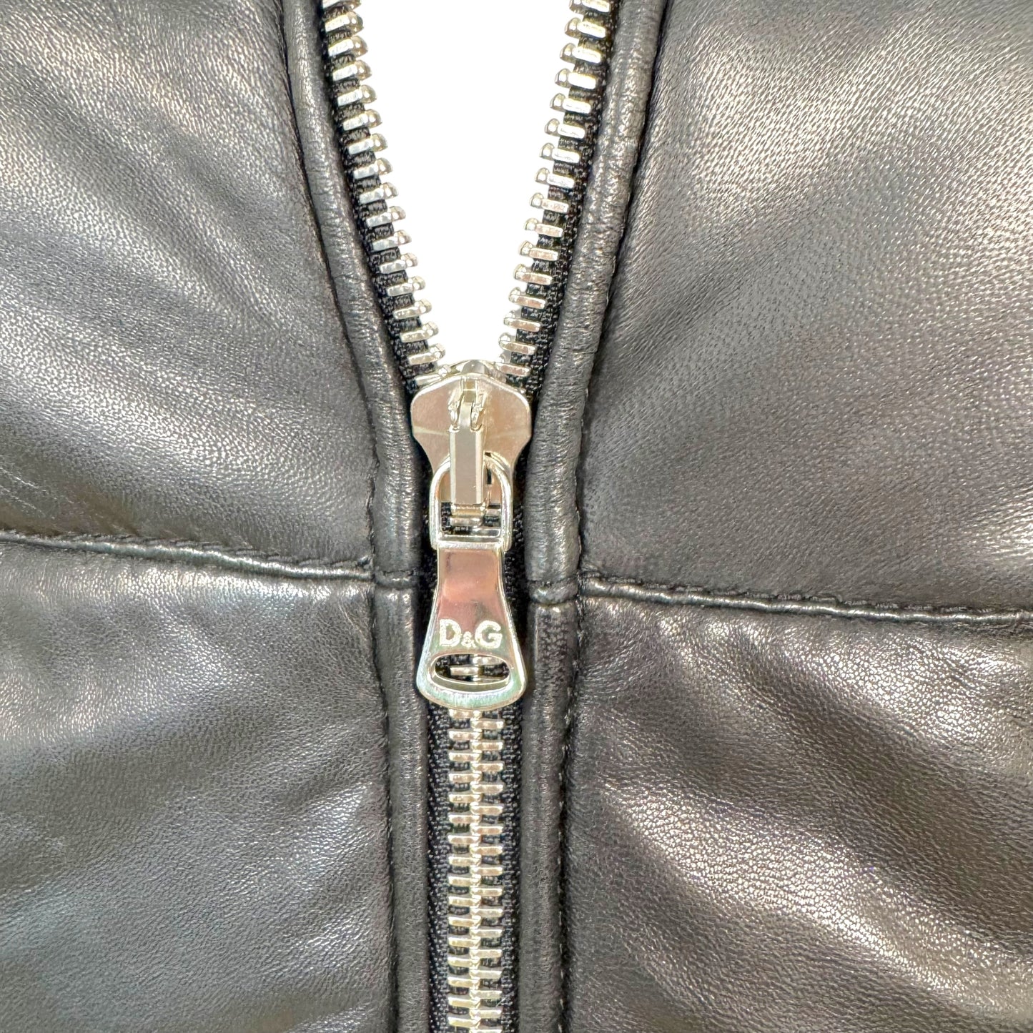 D&G Dolce & Gabbana Black Lambskin Leather Puffer Coat - Outfit Repeater