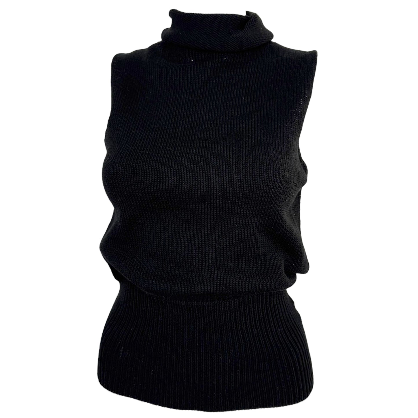 Gucci by Tom Ford Black Sleeveless Turtleneck Cotton Knit Top - Outfit Repeater