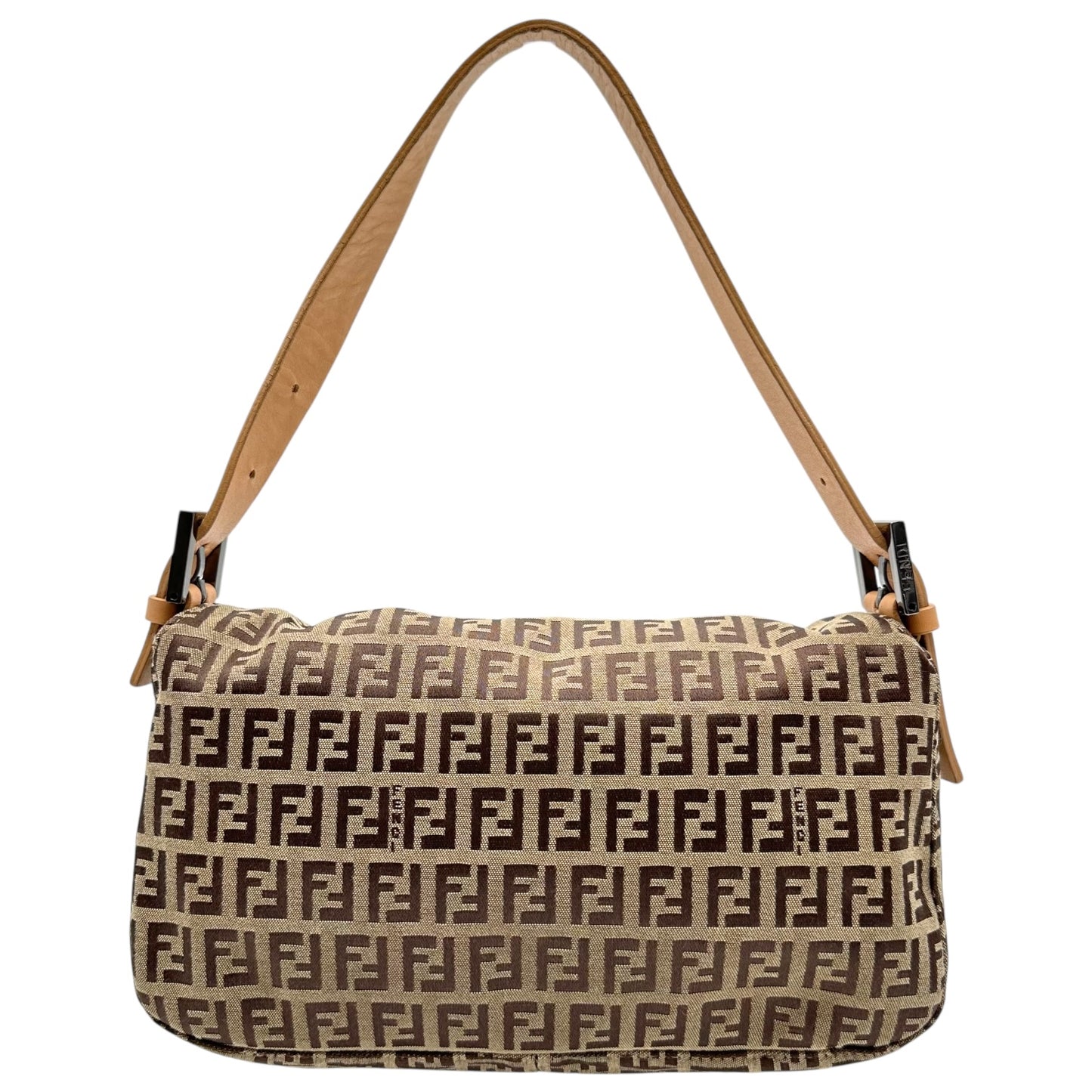 Fendi Tan Zucchio Fold-Over Baguette Bag
