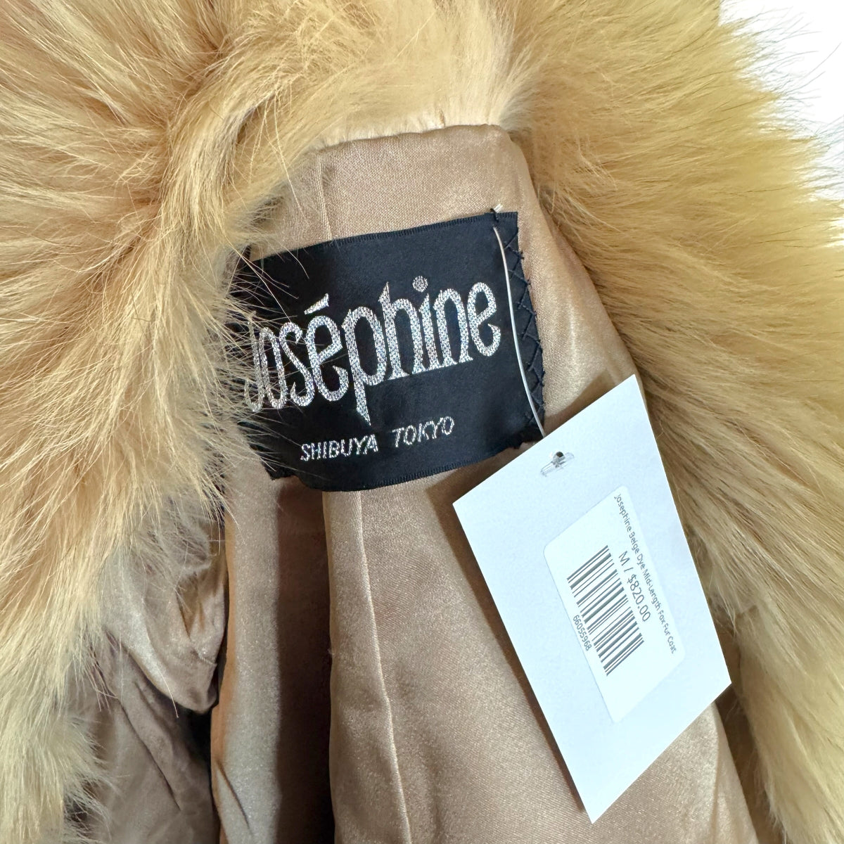 Josephine Fox Fur Coat Beige Mid-Length 1990s Vintage