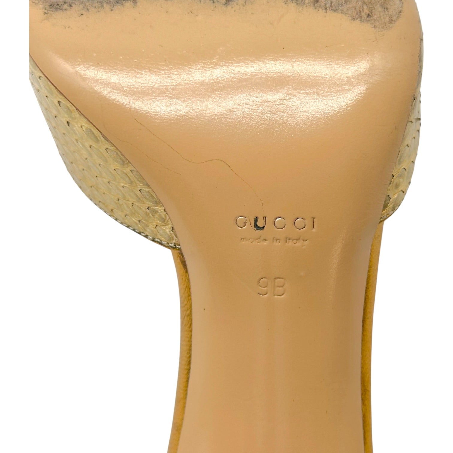 Gucci Gold Python Heeled Mule Sandals