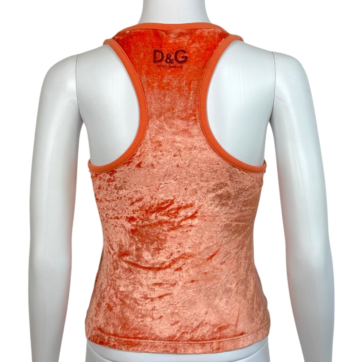 D&G Dolce & Gabbana Freedom Graphic Orange Velvet Tank