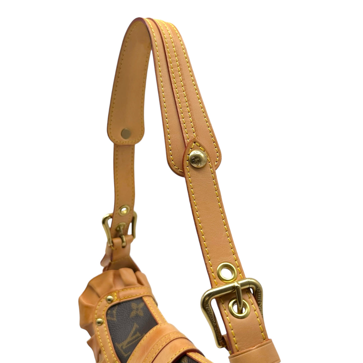 Louis Vuitton Shoulder Bag Classic Monogram Tan Leather