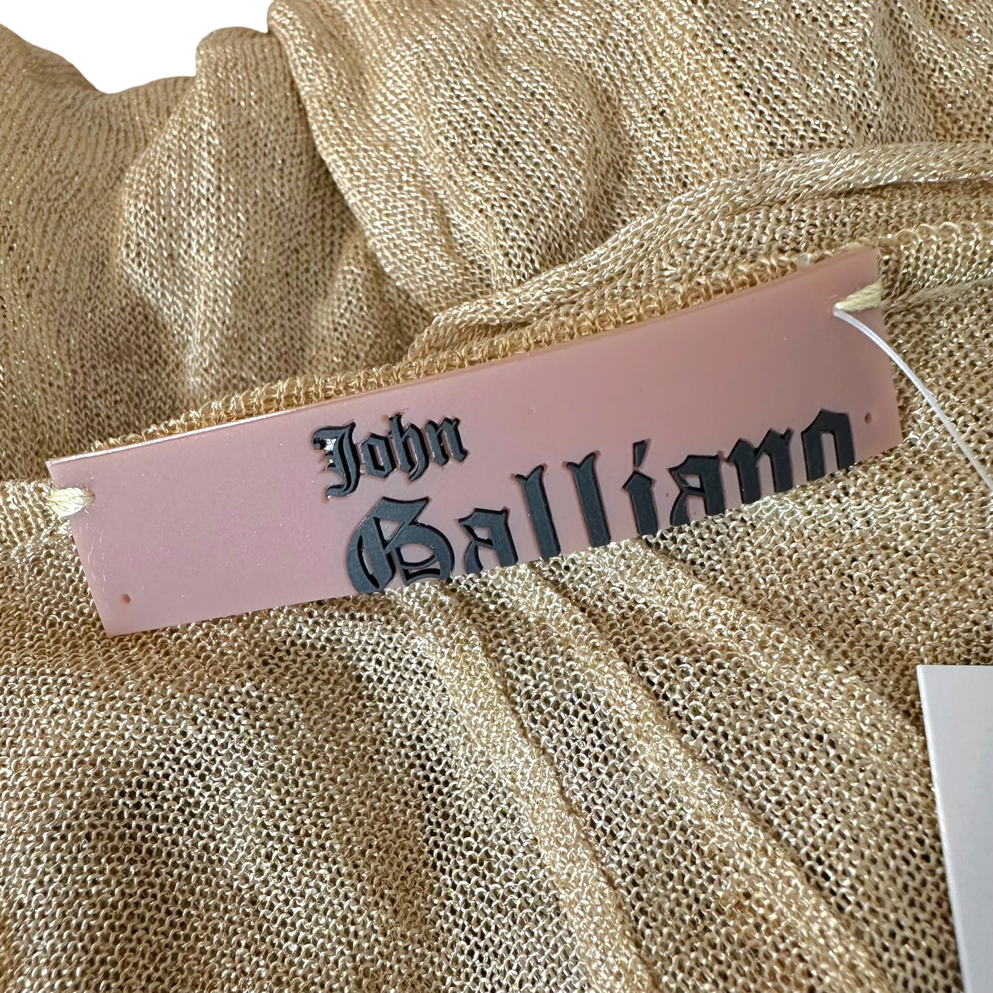 John Galliano S/S 2007 Gold Sequin Embellished Tan Sheer Knit Cardigan