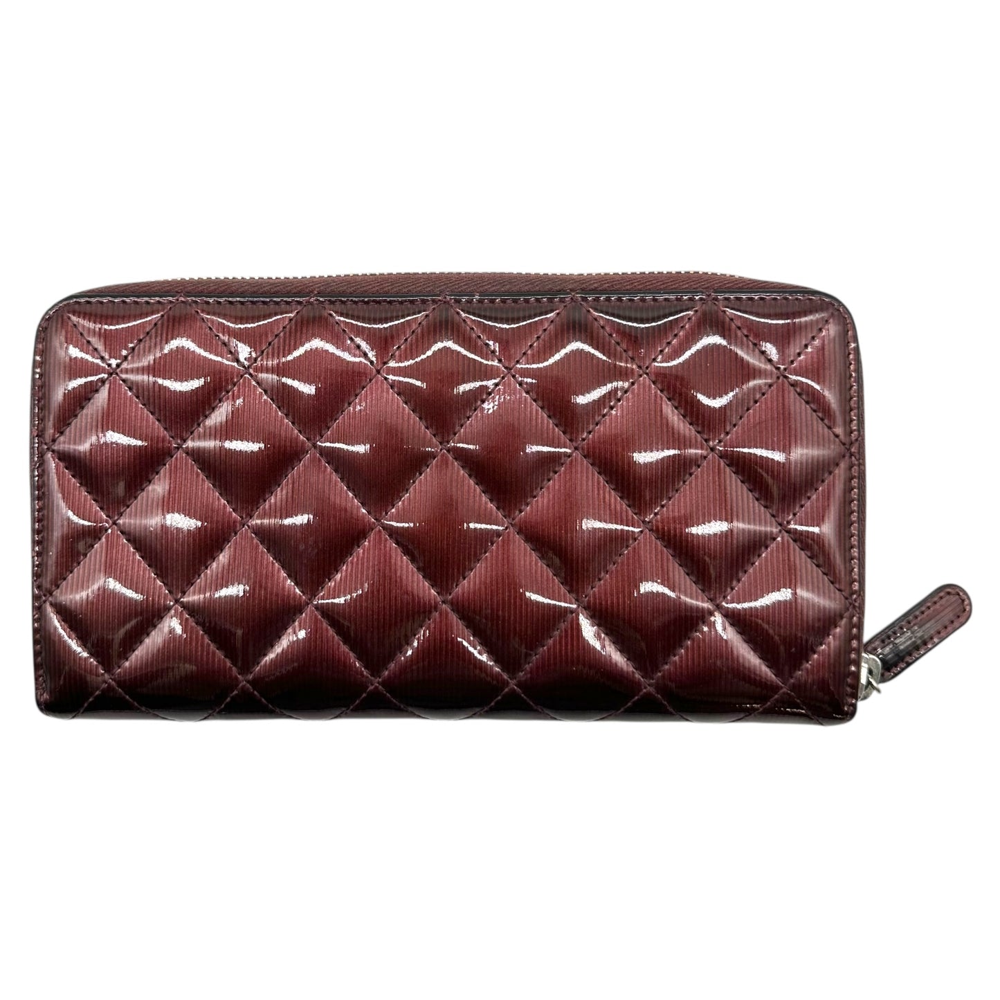 Chanel Burgundy Patent Matelasse Quilted Long Wallet - Outfit Repeater