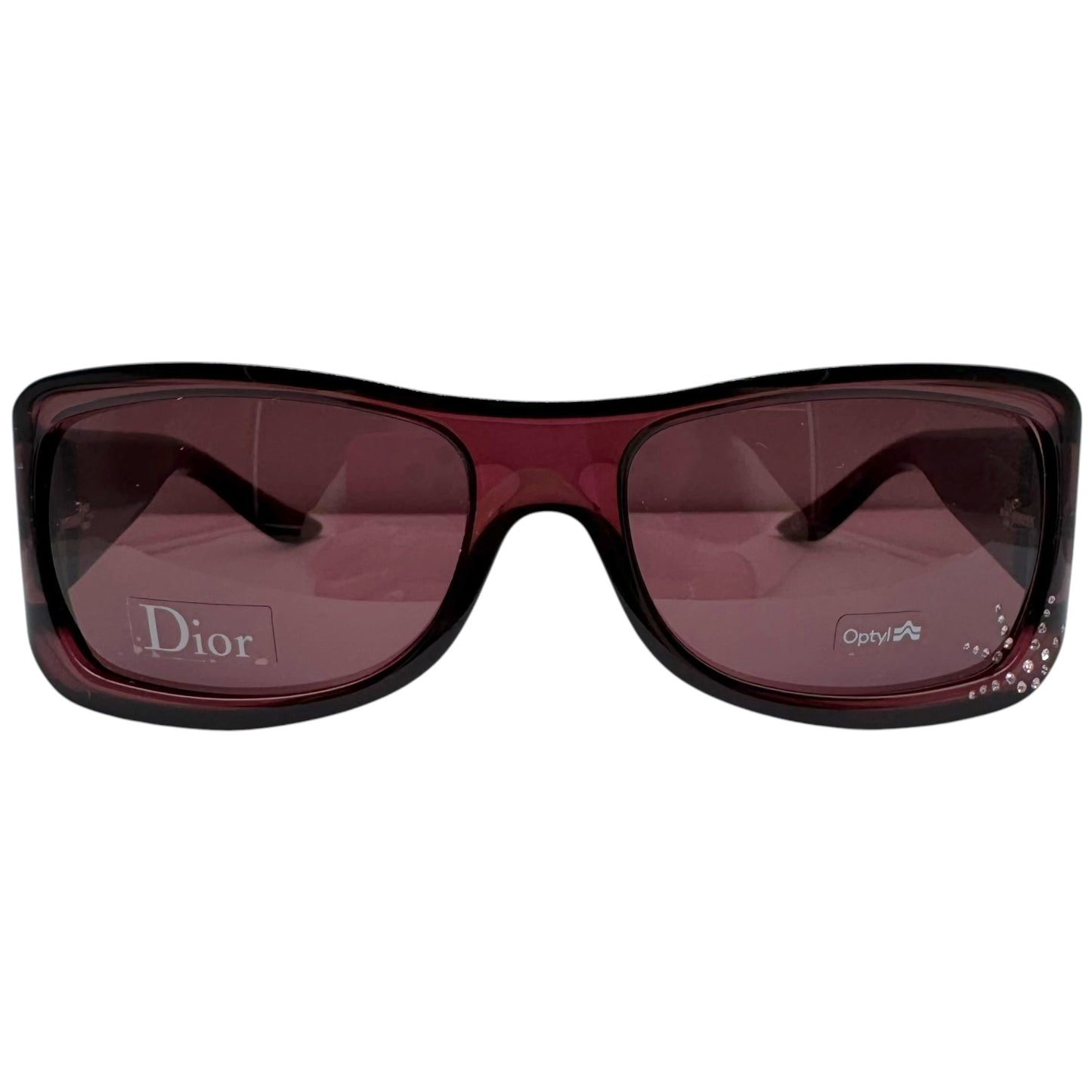 Christian Dior Shield Sunglasses Burgundy Pink Crystal