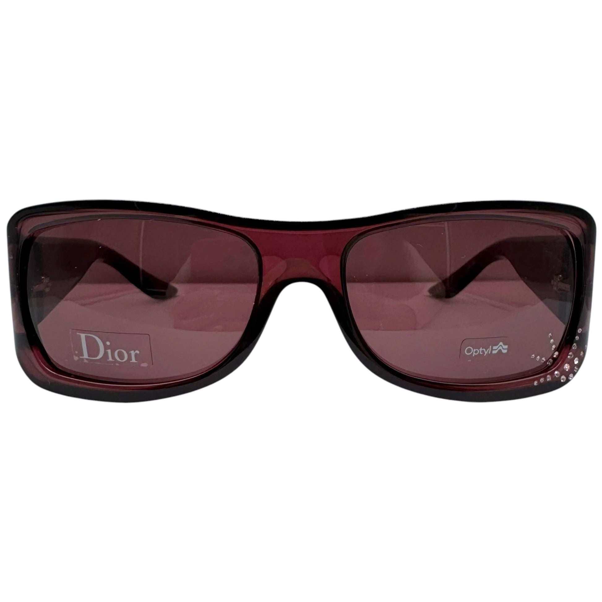 Christian Dior Shield Sunglasses Burgundy Pink Crystal