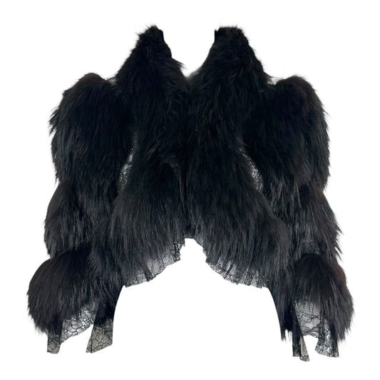 Roberto Cavalli Cropped Black Fox Fur Bolero Coat