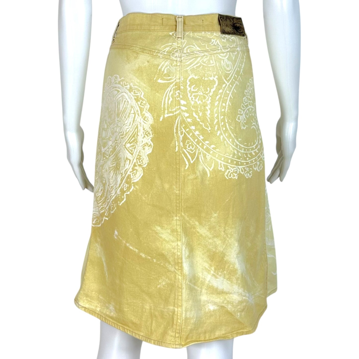 Just Cavalli Roberto Cavalli Yellow Paisley Print Midi Skirt