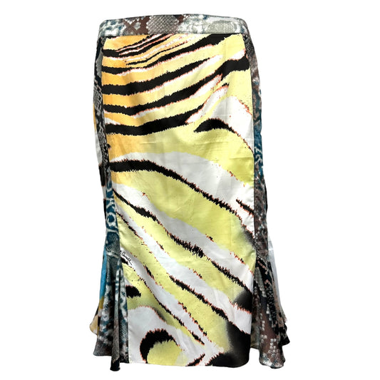Just Cavalli Roberto Cavalli Multicolor Animal Print Silk Midi Skirt