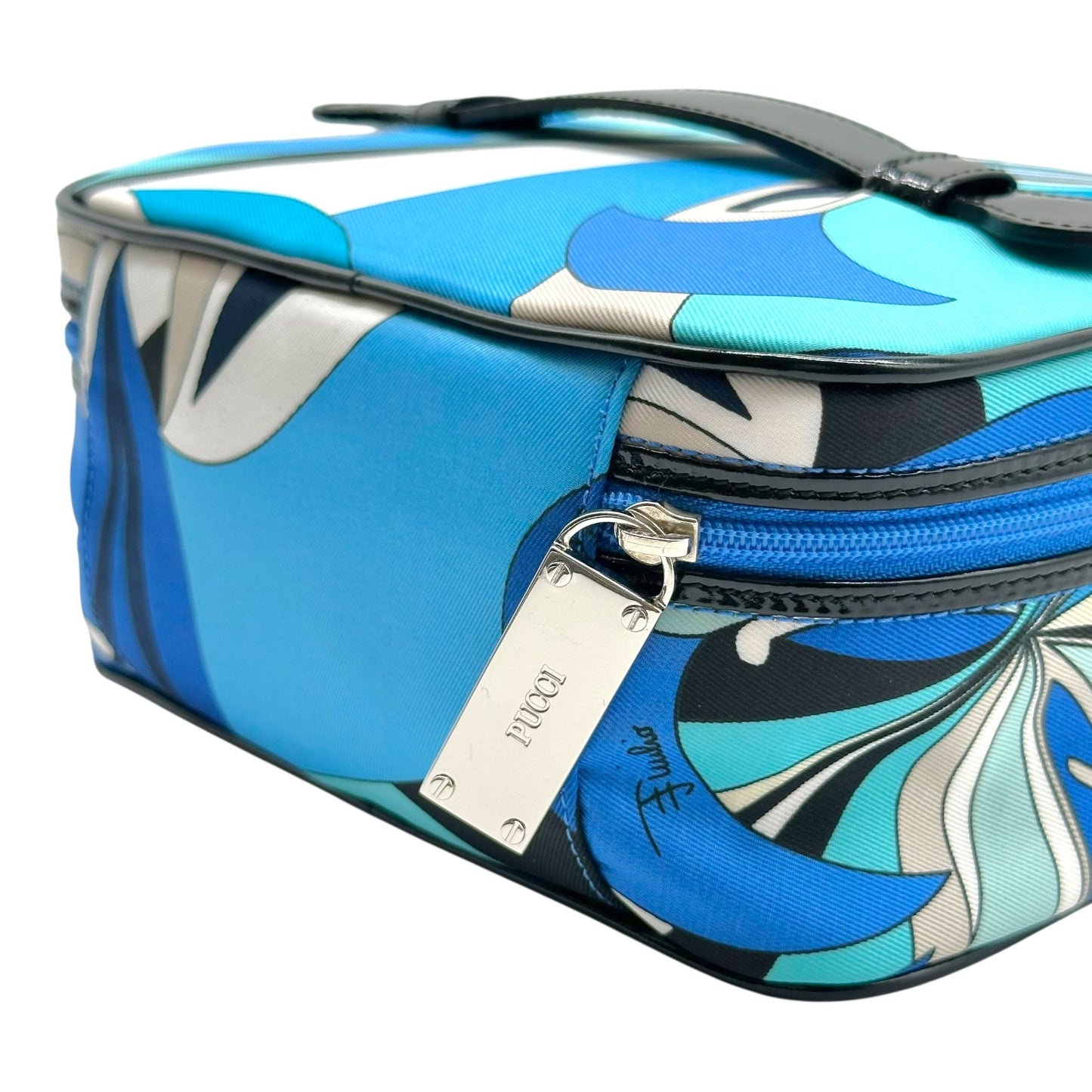 Emilio Pucci Blue Printed Top Handle Mini Vanity Bag