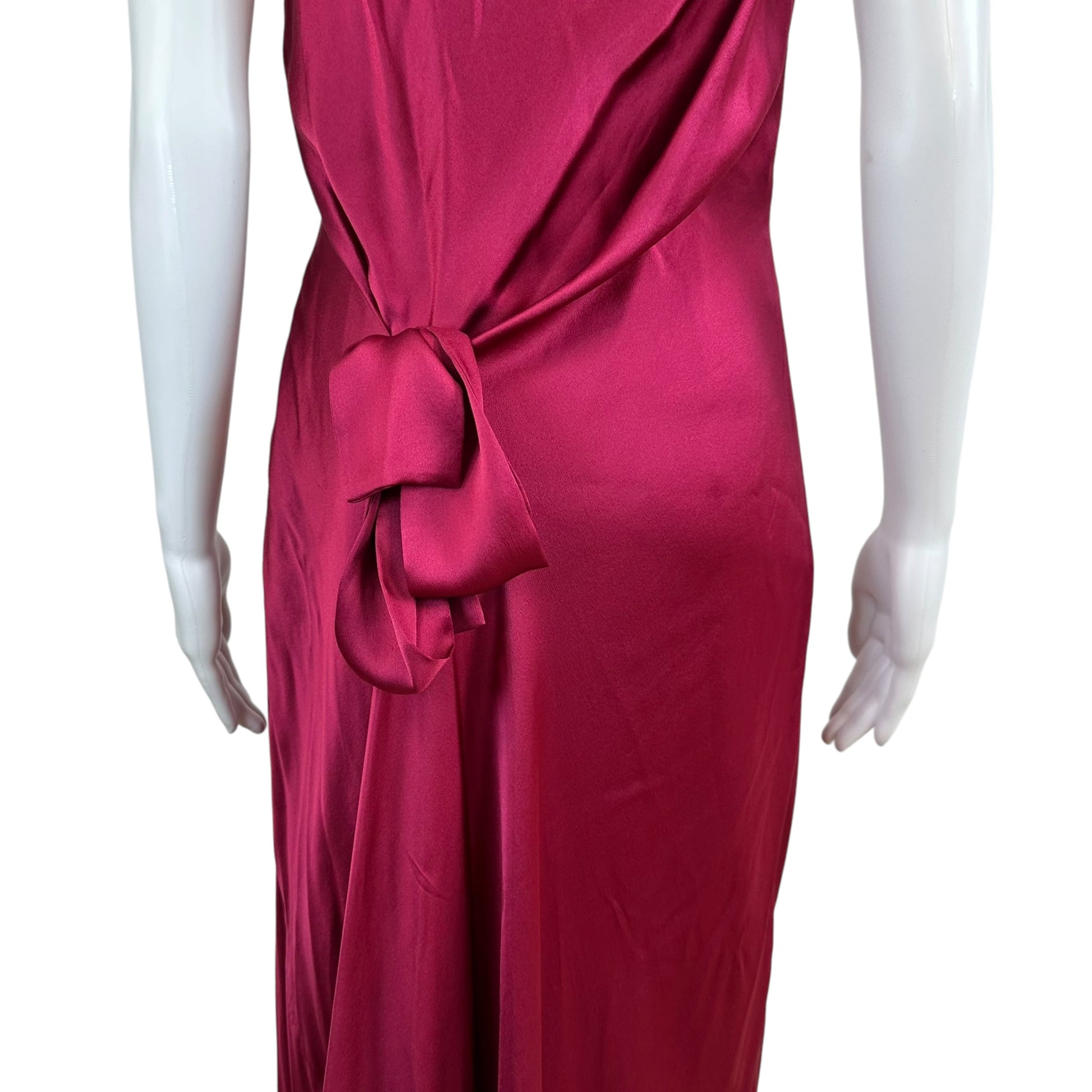 Alberta Ferretti Fuchsia Pink Draped Silk Maxi Gown
