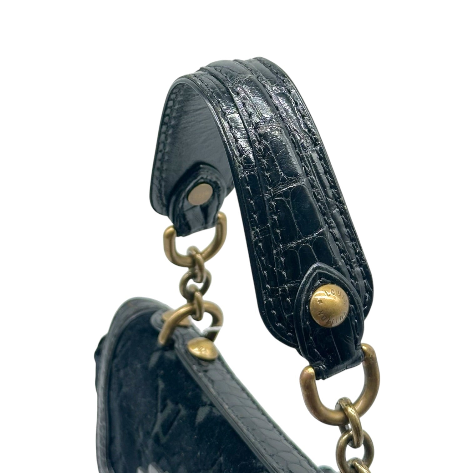 Louis Vuitton Black Velours Alligator Handbag