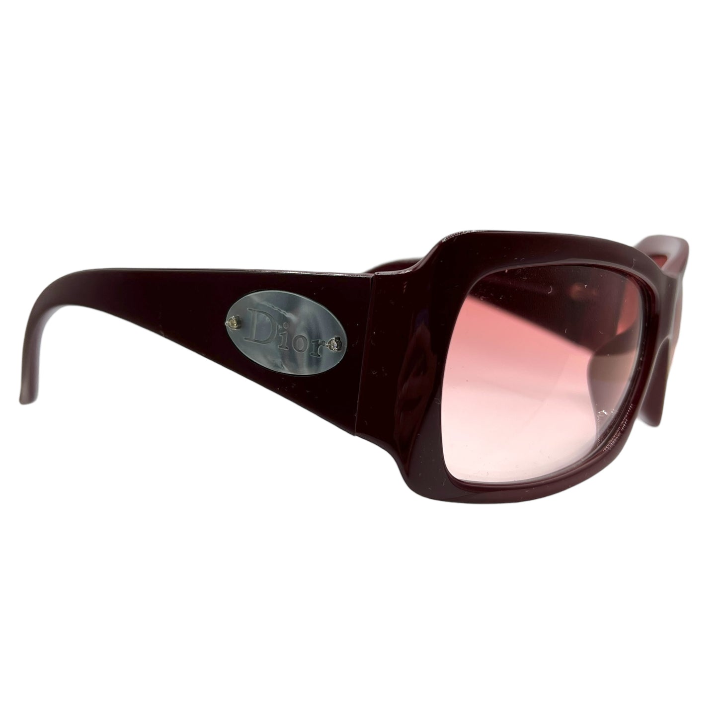 Christian Dior ClassicDior1 Red & Mother of Pearl Logo Oversized Sunglasses w/ Case