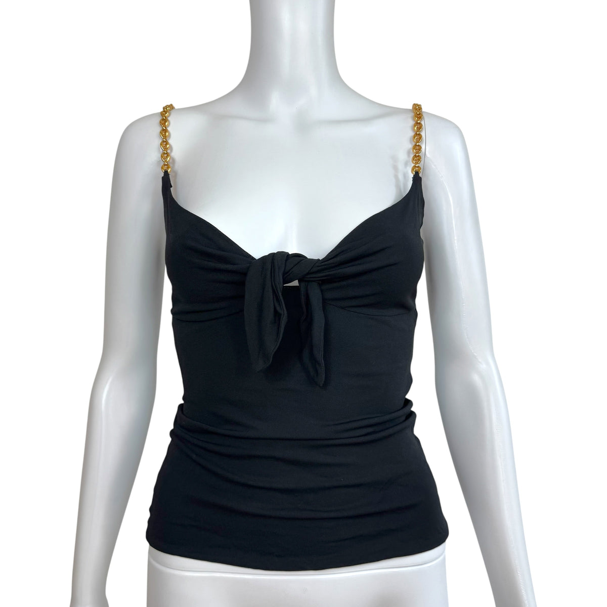 Gucci Black Cami Top With Gold Chain Straps
