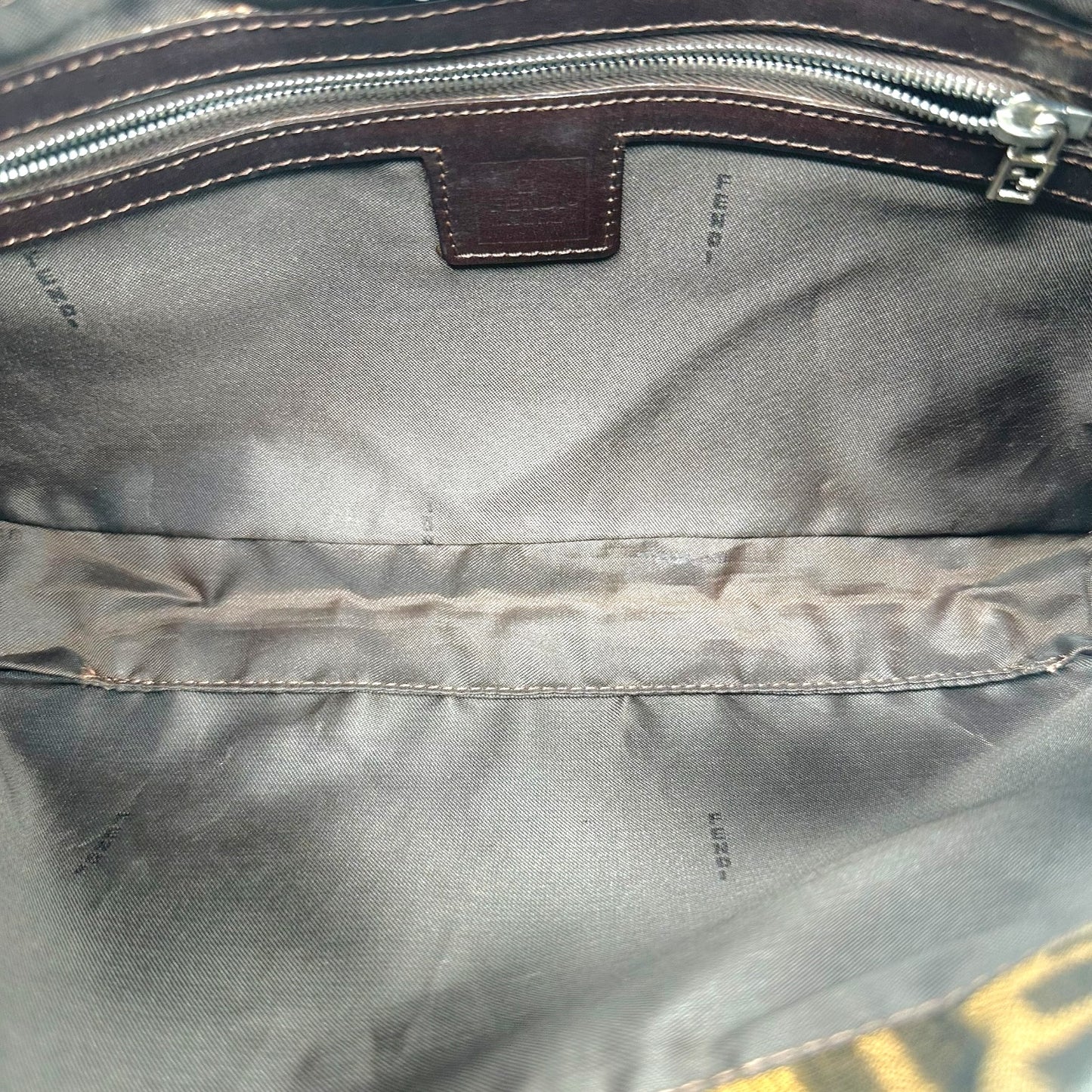 Fendi Brown Zucca Monogram Shoulder Baguette Bag