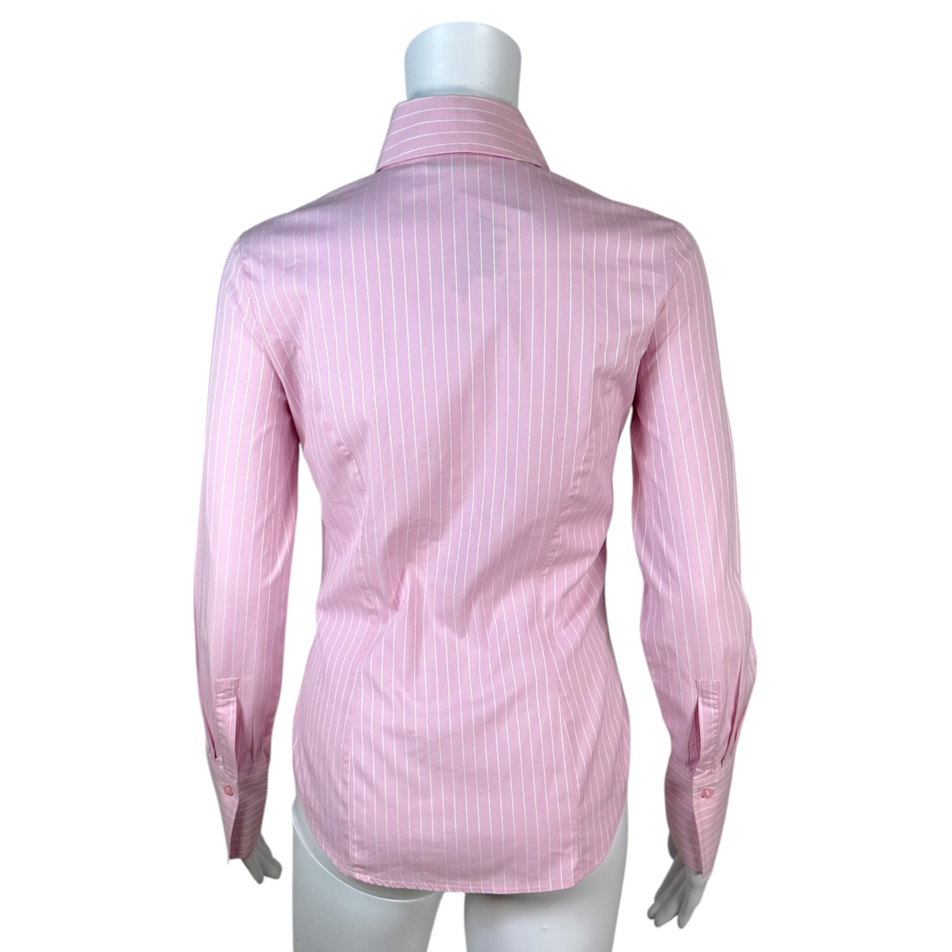 Thomas Pink Fitted Pink White Pinstripe Blouse