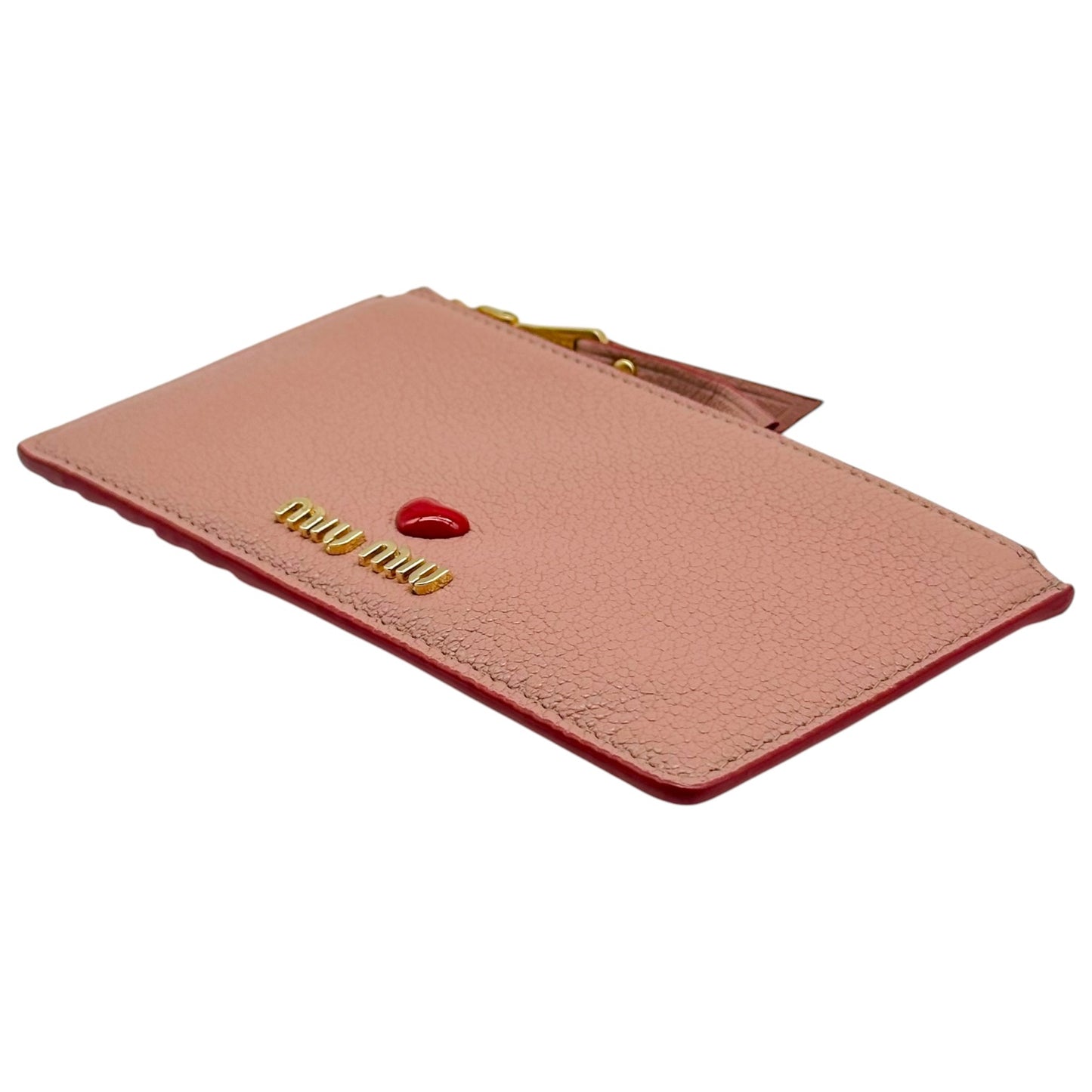 Miu Miu Pink Love Letter Cardholder Zip Wallet
