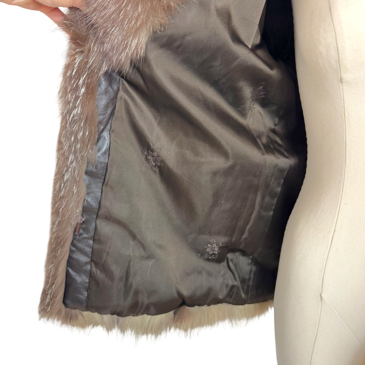 Blue Frost Design Fox Fur Coat Silver Brown Relaxed Fit