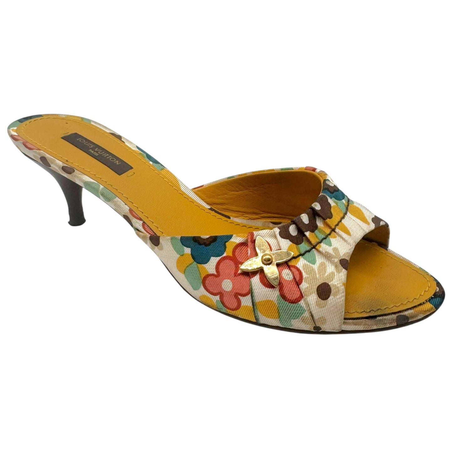 Louis Vuitton Multicolor Flower Monogram Heeled Mule Sandals
