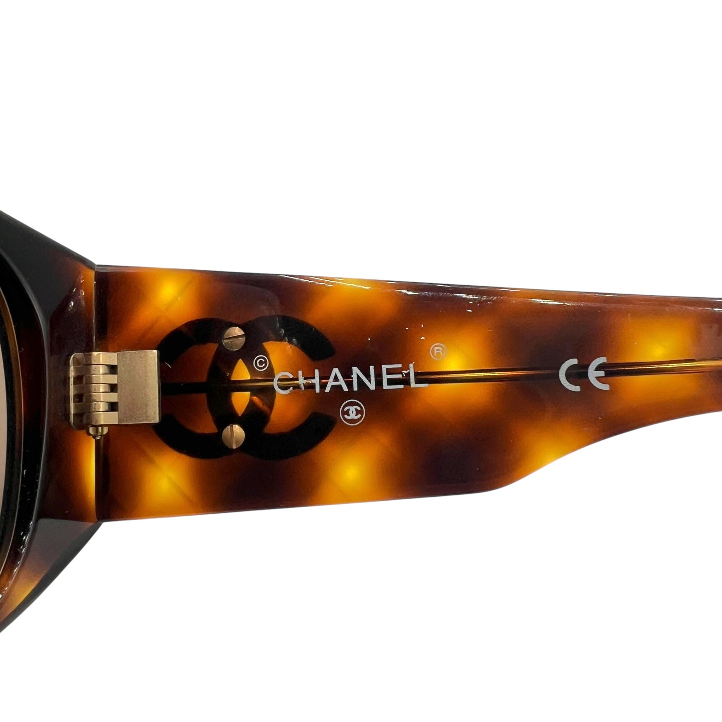 Chanel 90's 01450 Brown Tortoise Matelasse Quilted Sunglasses w/ Case