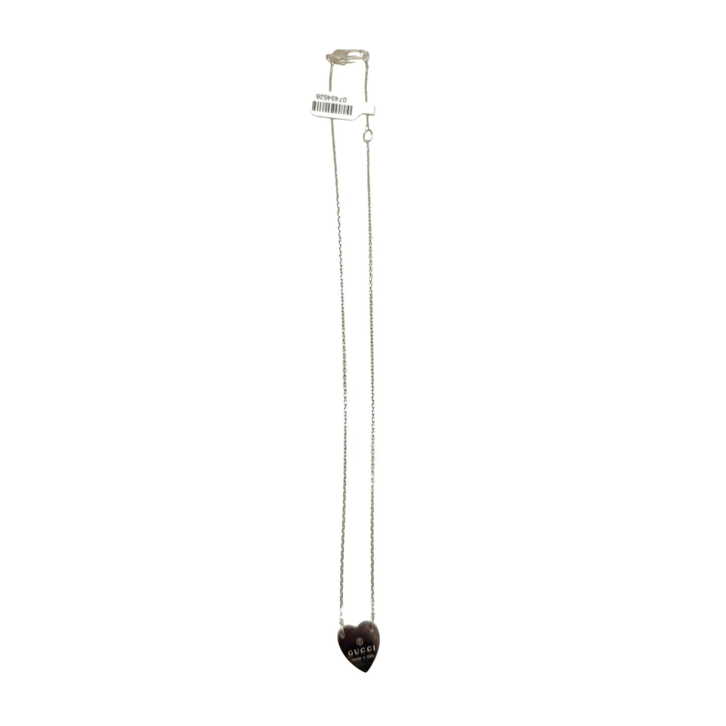 Gucci Sterling Silver Heart Logo Charm Necklace
