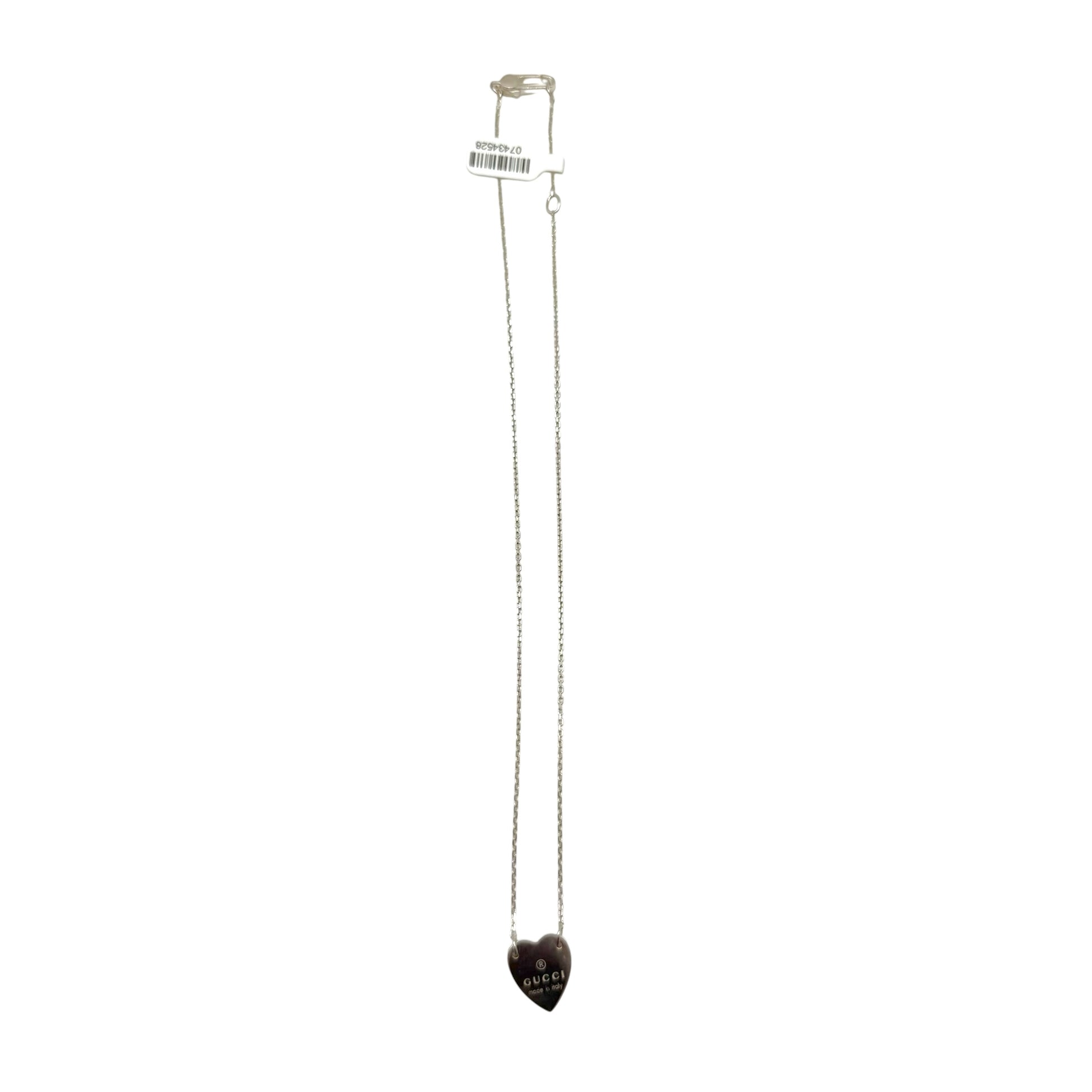 Gucci Sterling Silver Heart Logo Charm Necklace