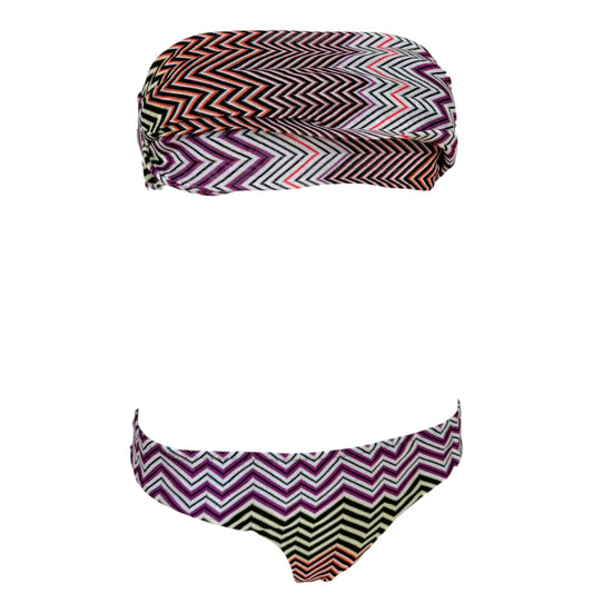 Missoni Mare Multicolor Chevron Knit Bandeau Bikini Set NEW