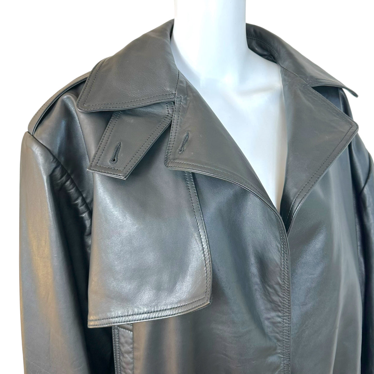 Rotate Black Oversized Peplum Hem Leather Jacket