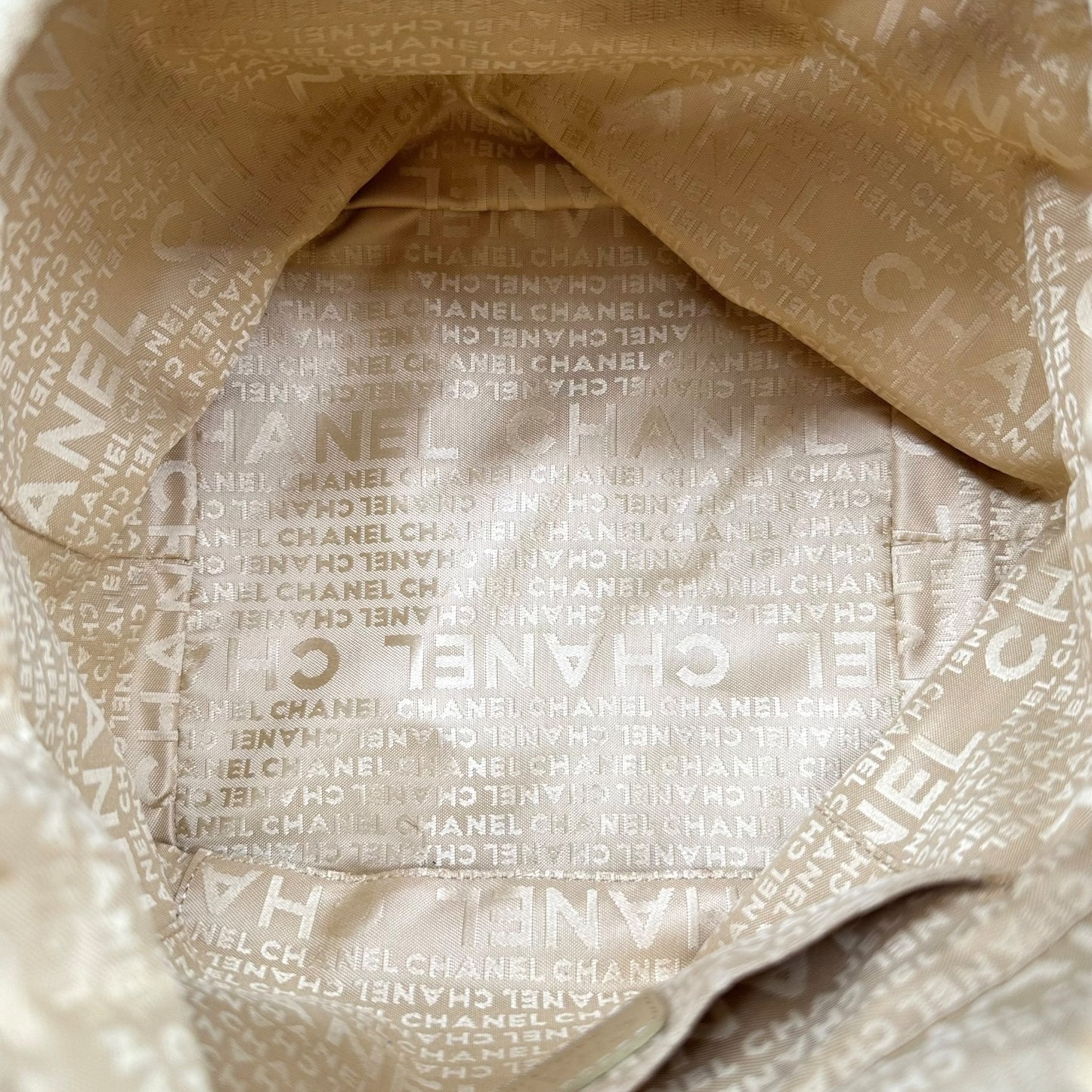 Chanel Tan Leather Chocolate Bar Quilted Bucket Bag