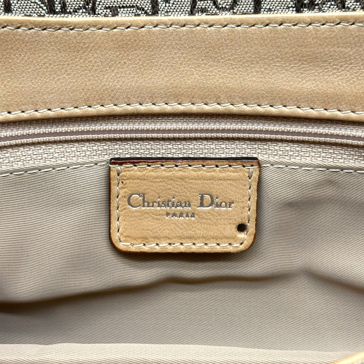 Christian Dior Shoulder Bag Tan Monogram Canvas Leather