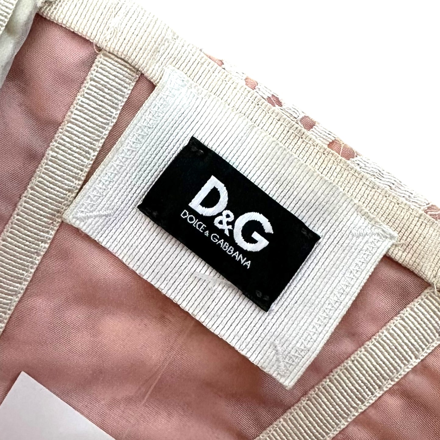 D&G Dolce & Gabbana Pink & White Lace Overlay Corset Top - Outfit Repeater