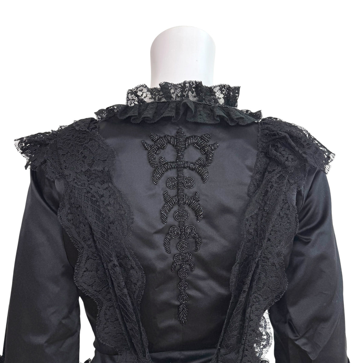 Dolce & Gabbana Black Beaded Silk Lace Gothic Jacket
