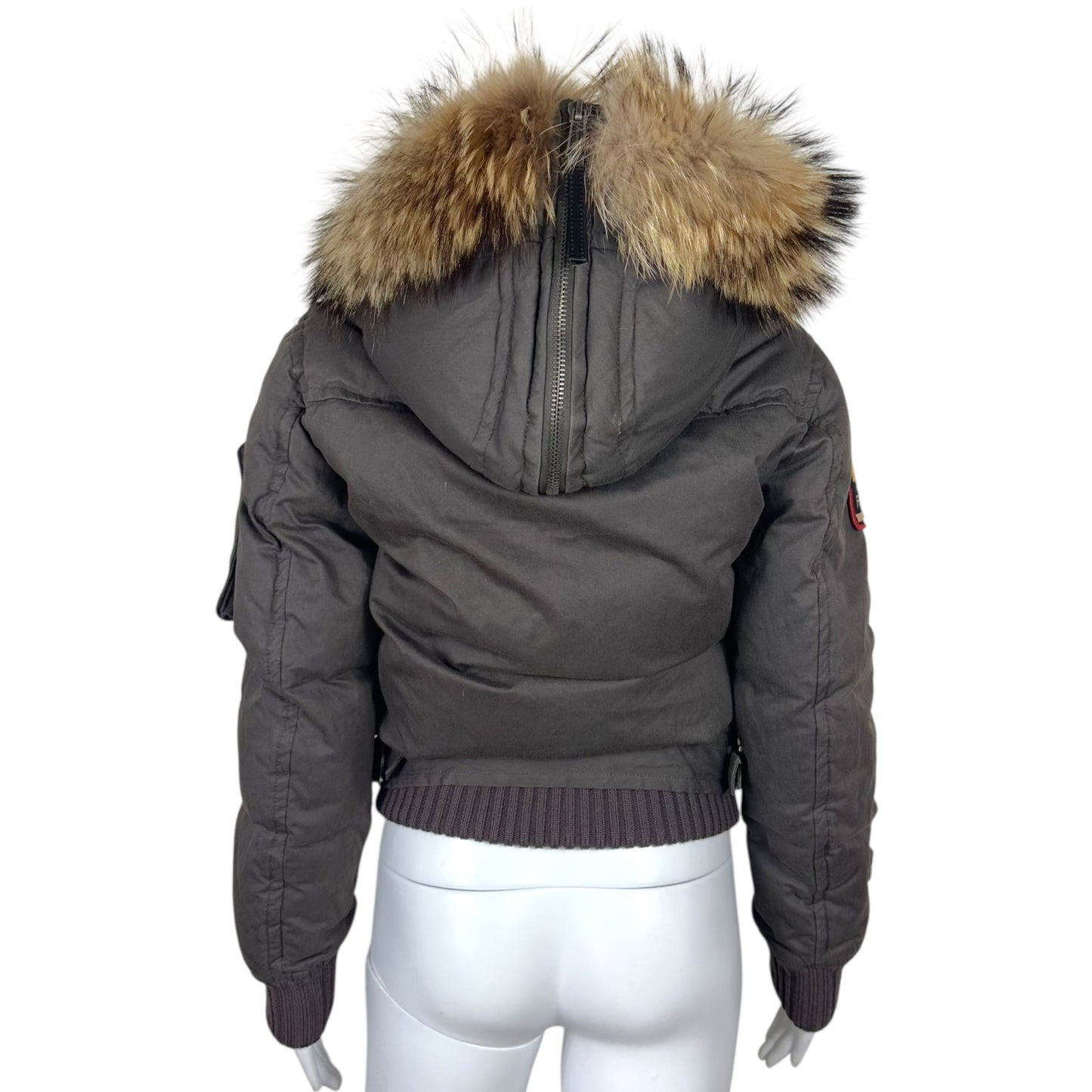 Dsquared2 Fox Fur Trim Down Fill Bomber Jacket