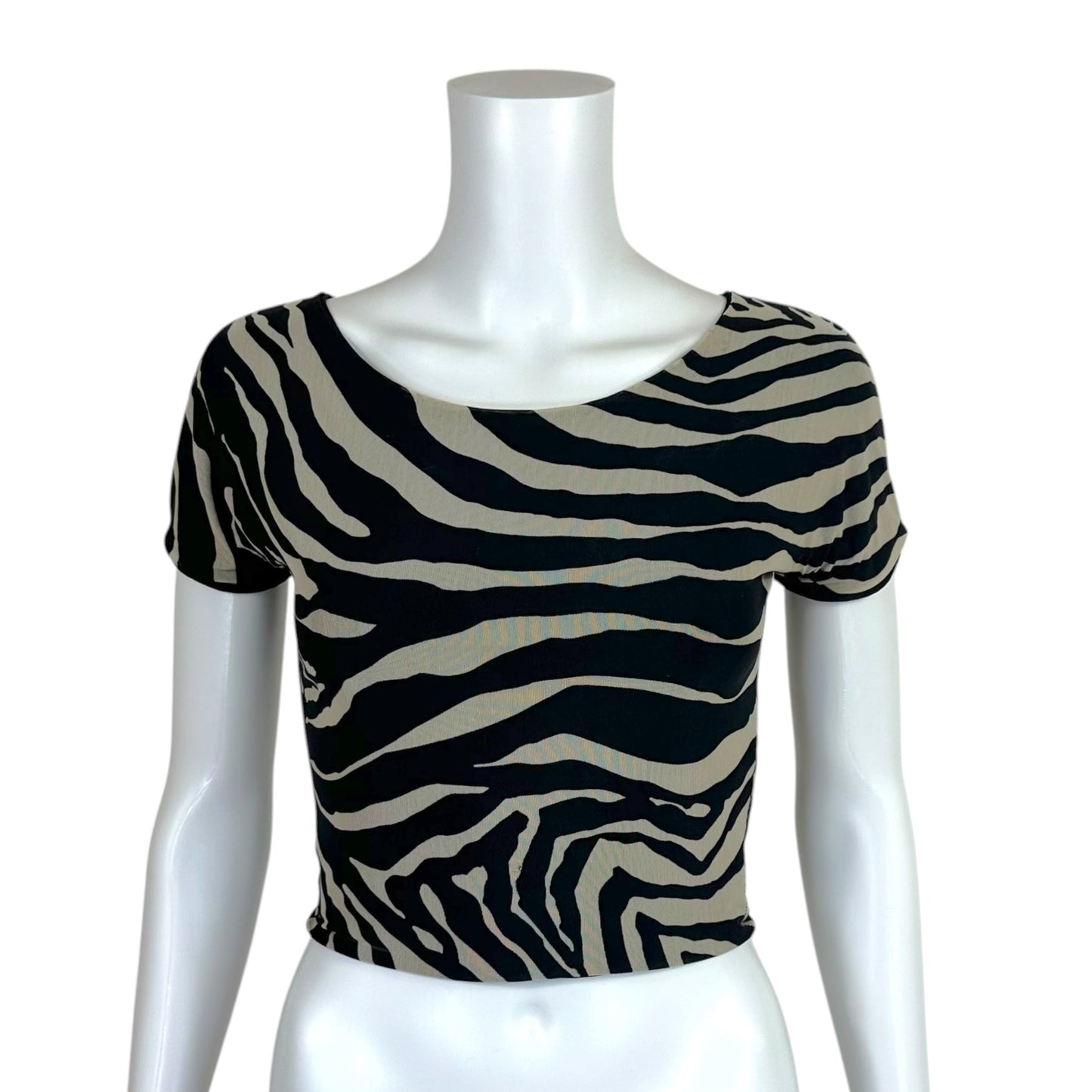 Dolce & Gabbana Mare Zebra Print Mesh Off-Shoulder Crop Top