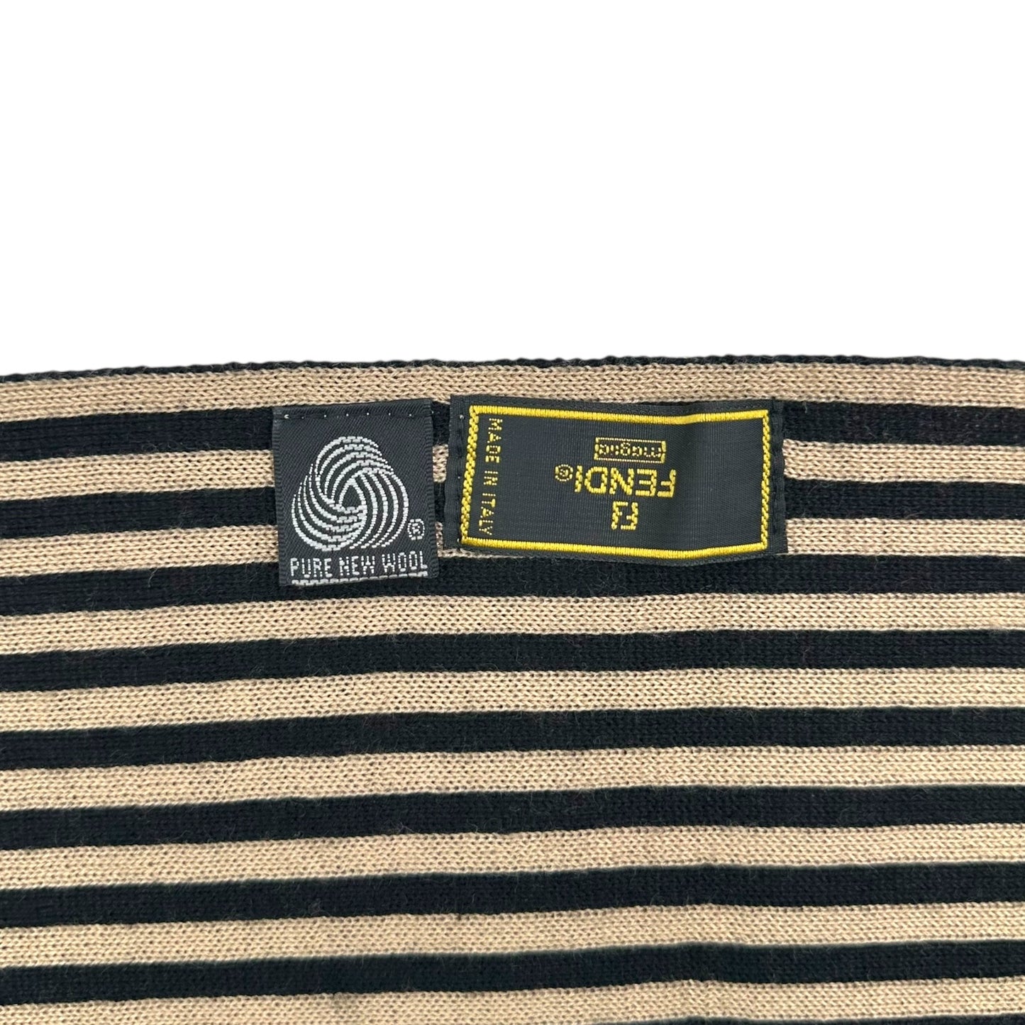 Fendi Tan & Brown Striped Zucca Monogram Wool Scarf