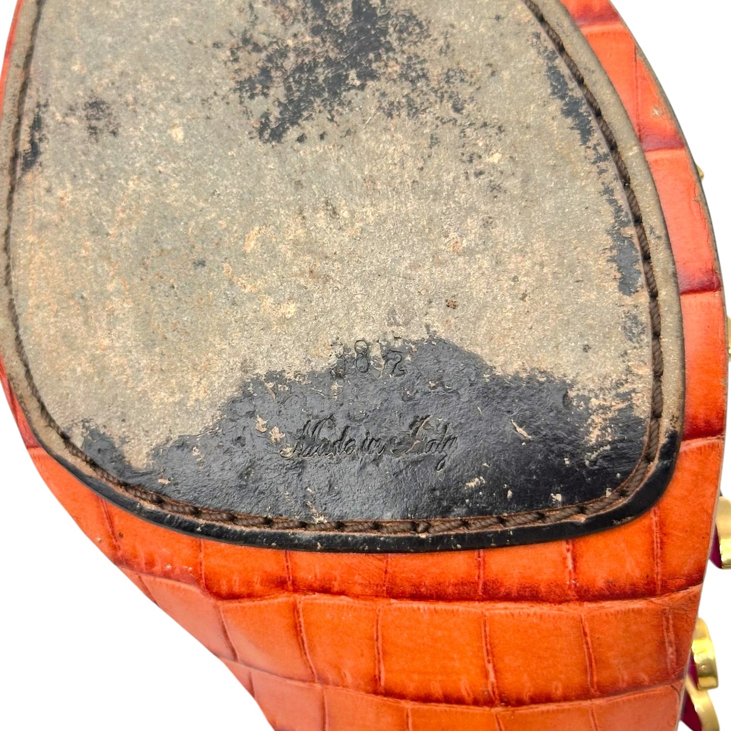 Louis Vuitton Multicolor Croc & Ponyhair Multi-Strap Sandal Heels