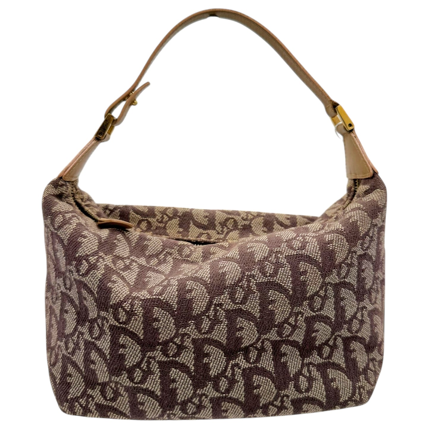 Christian Dior Tan & Burgundy Monogram Pochette Bag