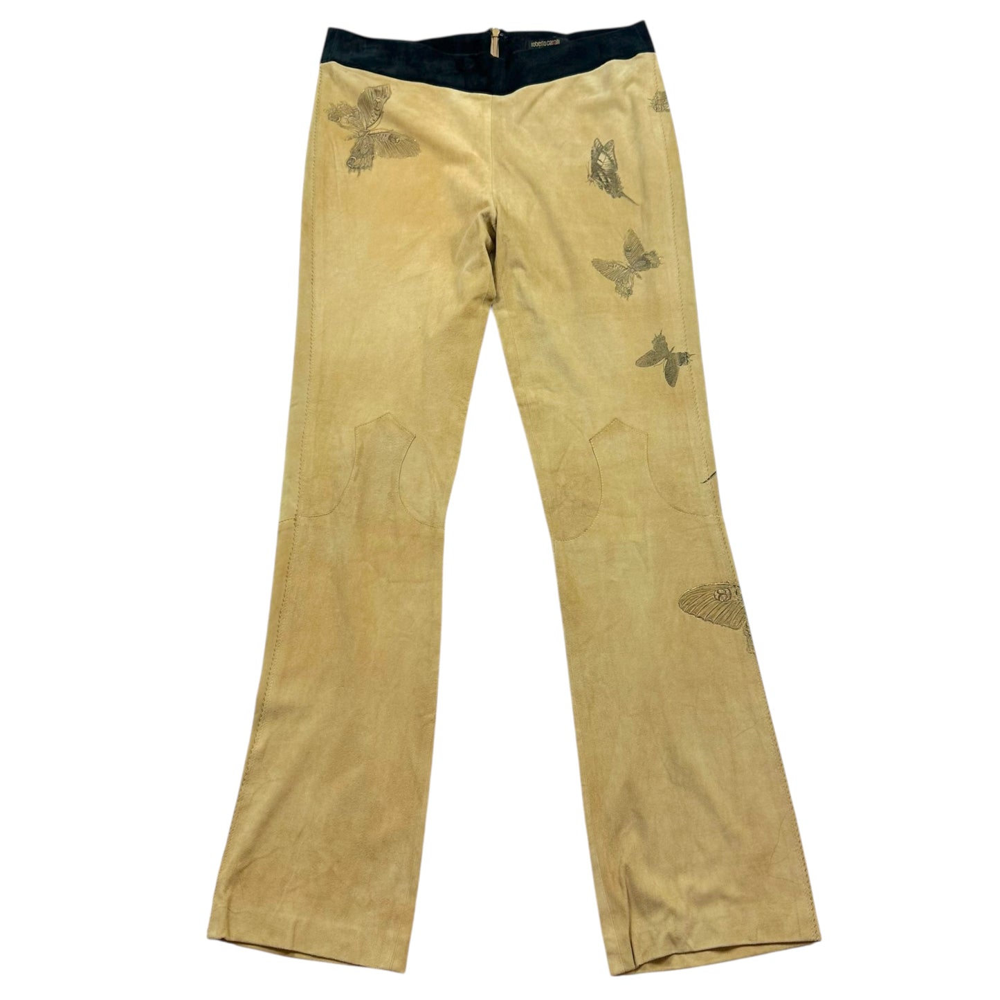 Roberto Cavalli 90's Suede Painted Butterfly Pants